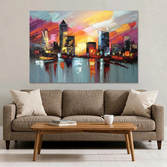 Birmingham Sunset Skyline - Canvas Wall Art - Sofa - 60x40