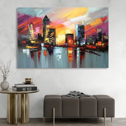 Birmingham Sunset Skyline Sitting Room - Canvas Wall Art
