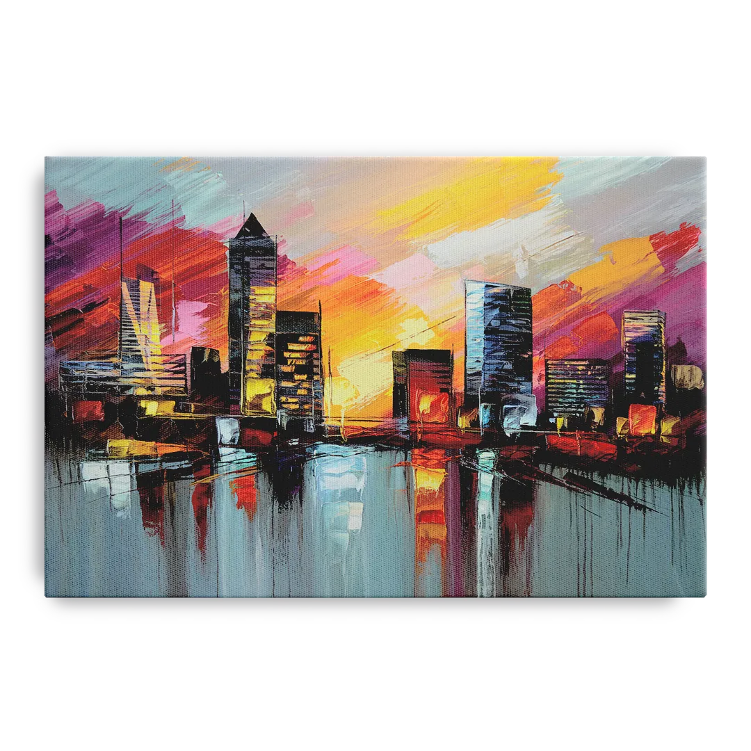 Birmingham Sunset Skyline Front - Canvas Wall Art