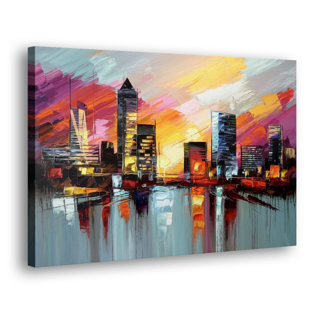 Birmingham Sunset Skyline Side - Canvas Wall Art