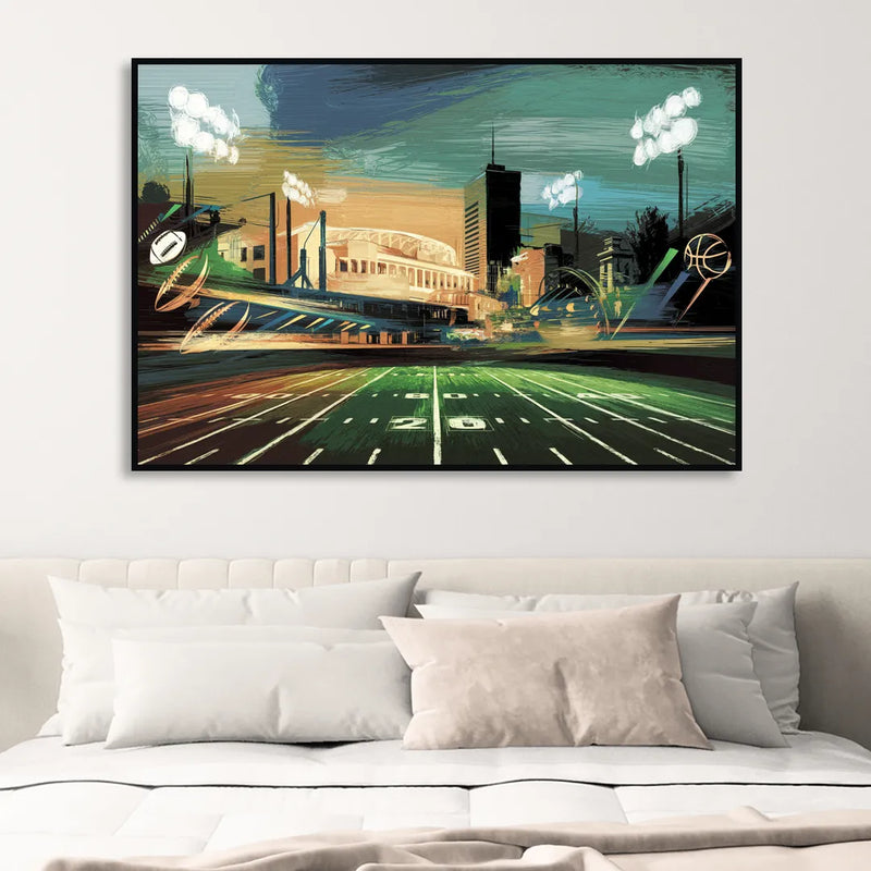 Birmingham Us Sports Teams Tribute Living Room - Black Canvas Wall Art