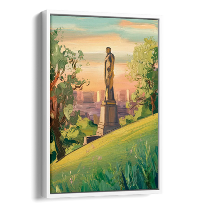 Birmingham Vulcan Statue View Side - White Canvas Wall Art