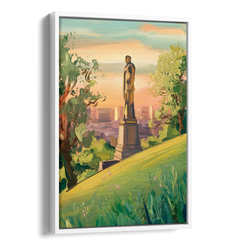 Birmingham Vulcan Statue View Side - White Canvas Wall Art
