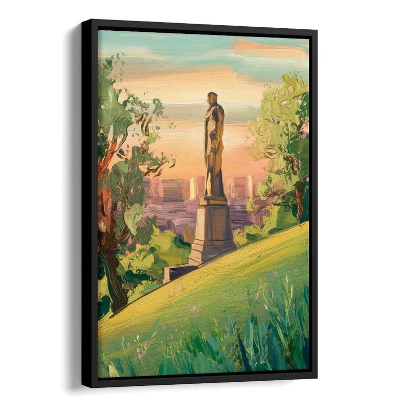 Birmingham Vulcan Statue View Side - Black Canvas Wall Art