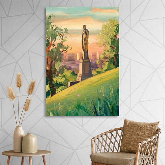 Birmingham Vulcan Statue View Living Room - Canvas Wall Art