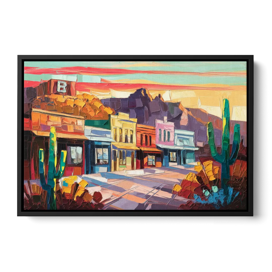 Bisbee Arizona Charm Front - Black Canvas Wall Art
