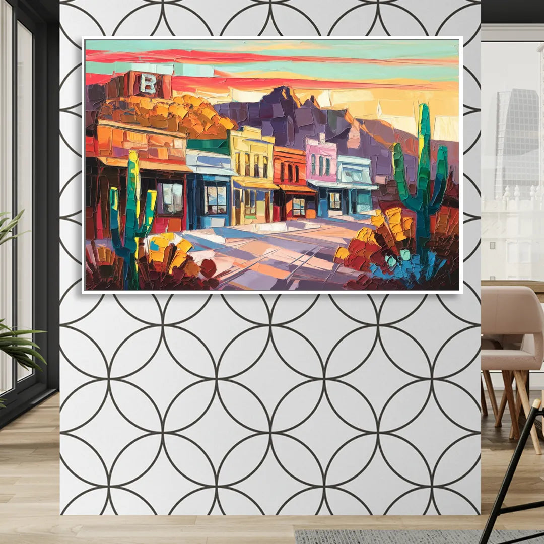 Bisbee Arizona Charm Living Room - White Canvas Wall Art