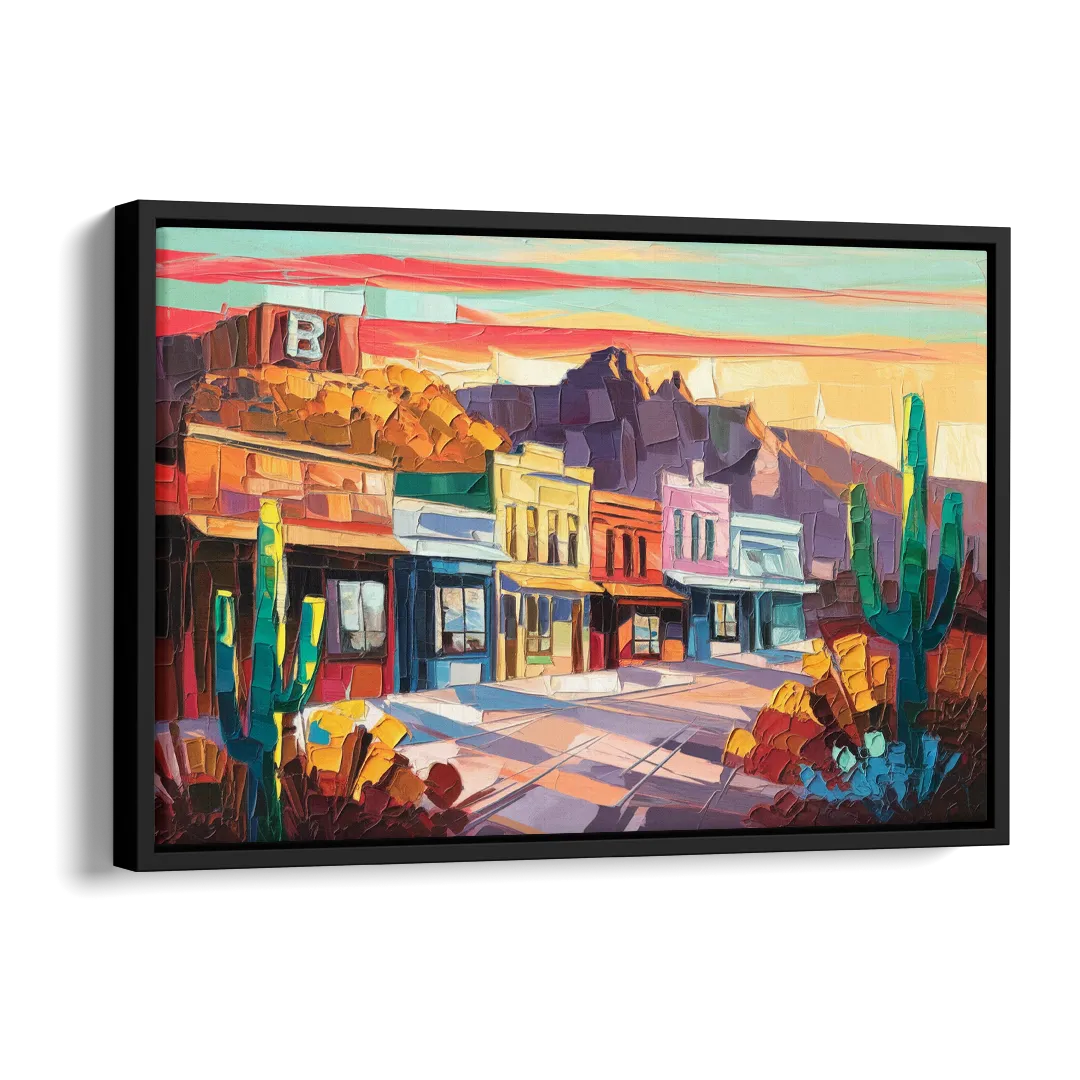 Bisbee Arizona Charm Side - Black Canvas Wall Art