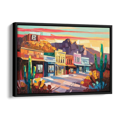 Bisbee Arizona Charm Side - Black Canvas Wall Art