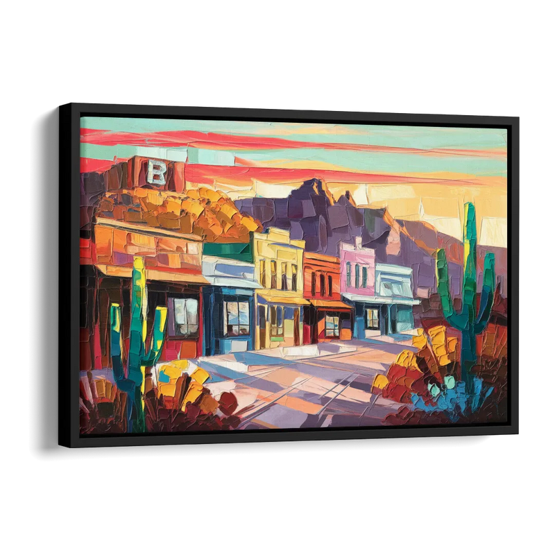 Bisbee Arizona Charm Side - Black Canvas Wall Art