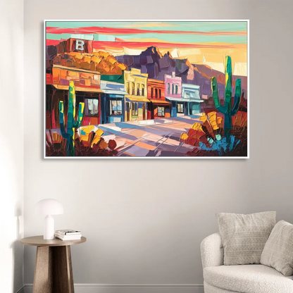 Bisbee Arizona Charm Sitting Room - White Canvas Wall Art
