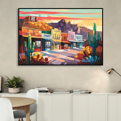 Bisbee Arizona Charm Sitting Room - Black Canvas Wall Art