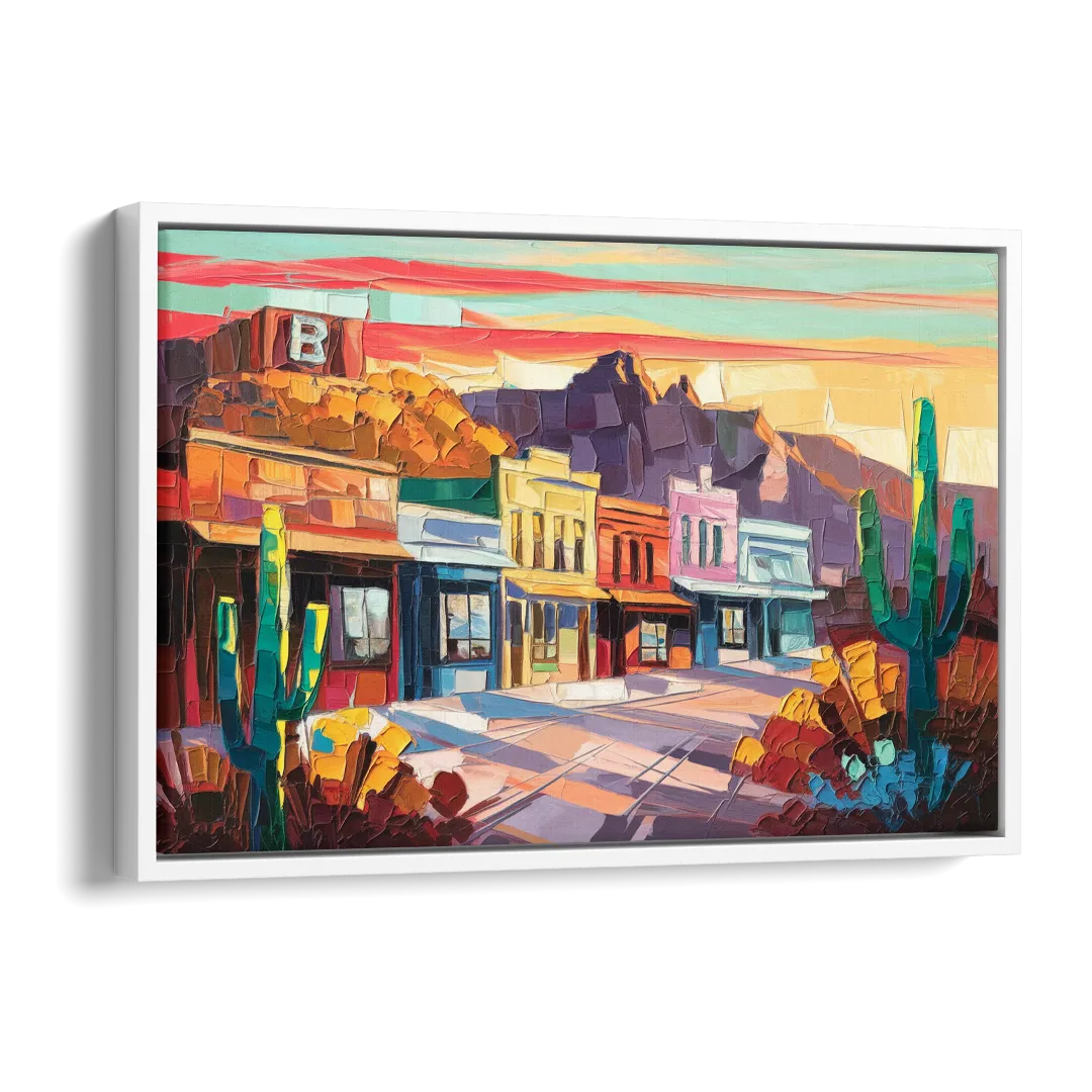 Bisbee Arizona Charm Side - White Canvas Wall Art
