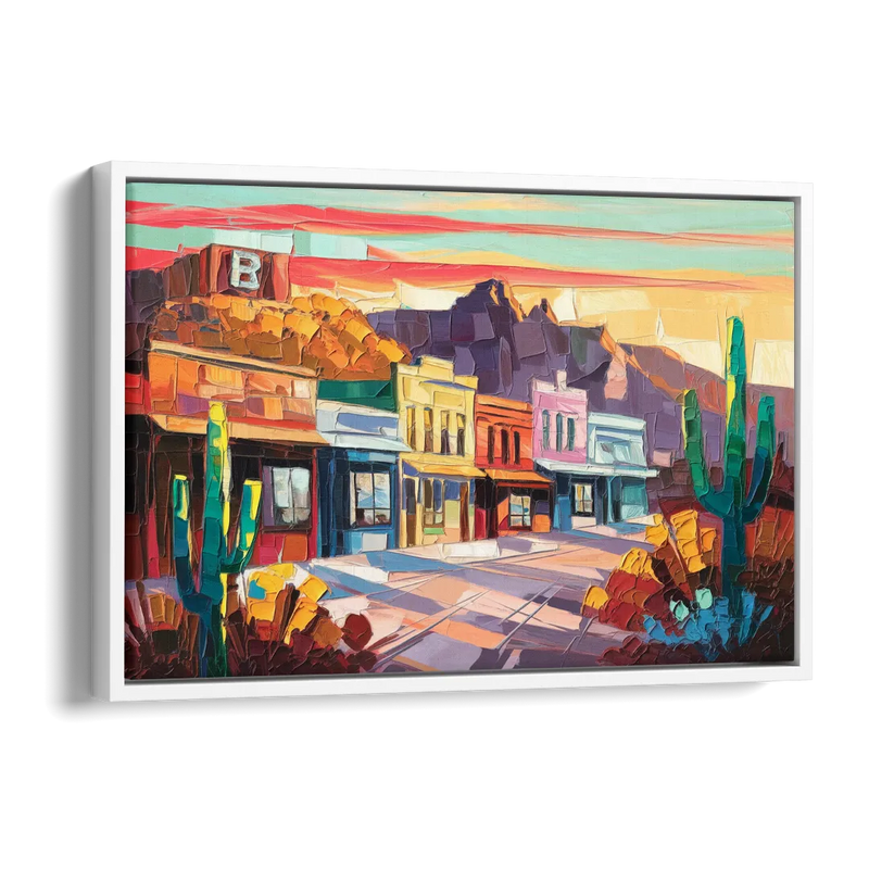 Bisbee Arizona Charm Side - White Canvas Wall Art