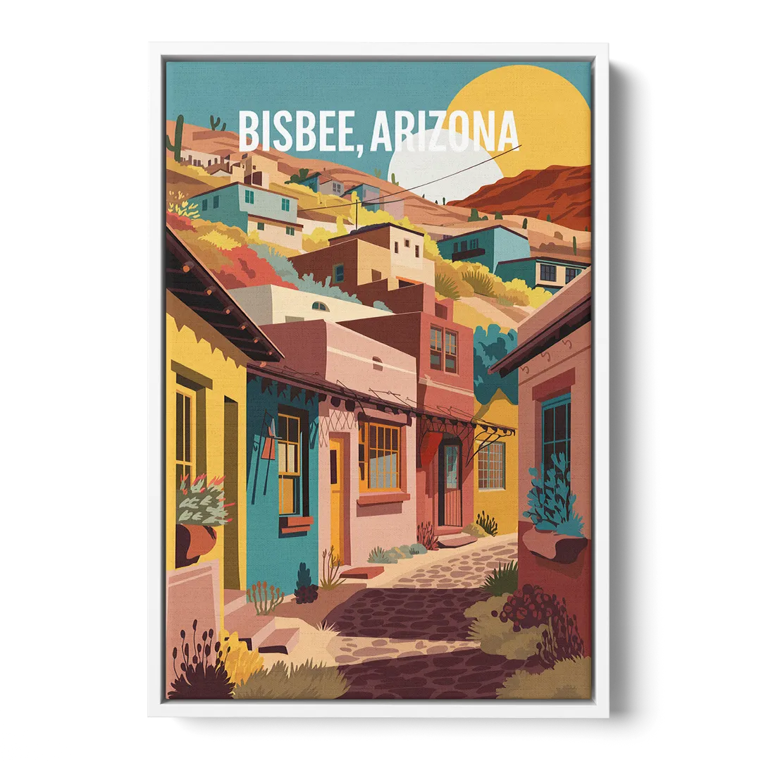 Bisbee Artistic Alleyways Front - White Canvas Wall Art