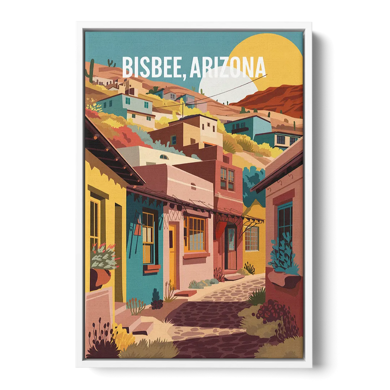Bisbee Artistic Alleyways Front - White Canvas Wall Art