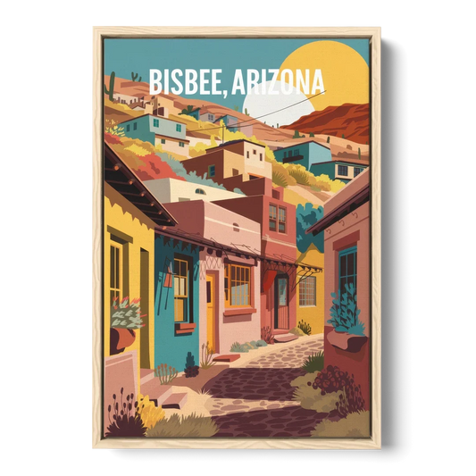 Bisbee Artistic Alleyways - Oak Framed Canvas Wall Art - Front