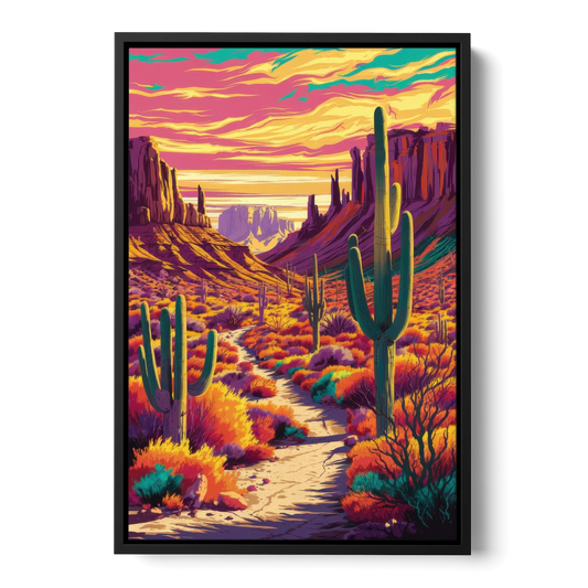 Bisbee Colorful Southwest Vibes - Black Framed Canvas Wall Art - Front