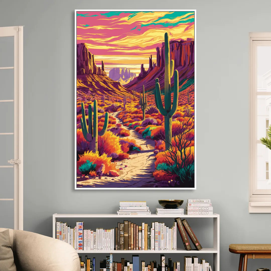 Bisbee Colorful Southwest Vibes Sitting Room - White Canvas Wall Art