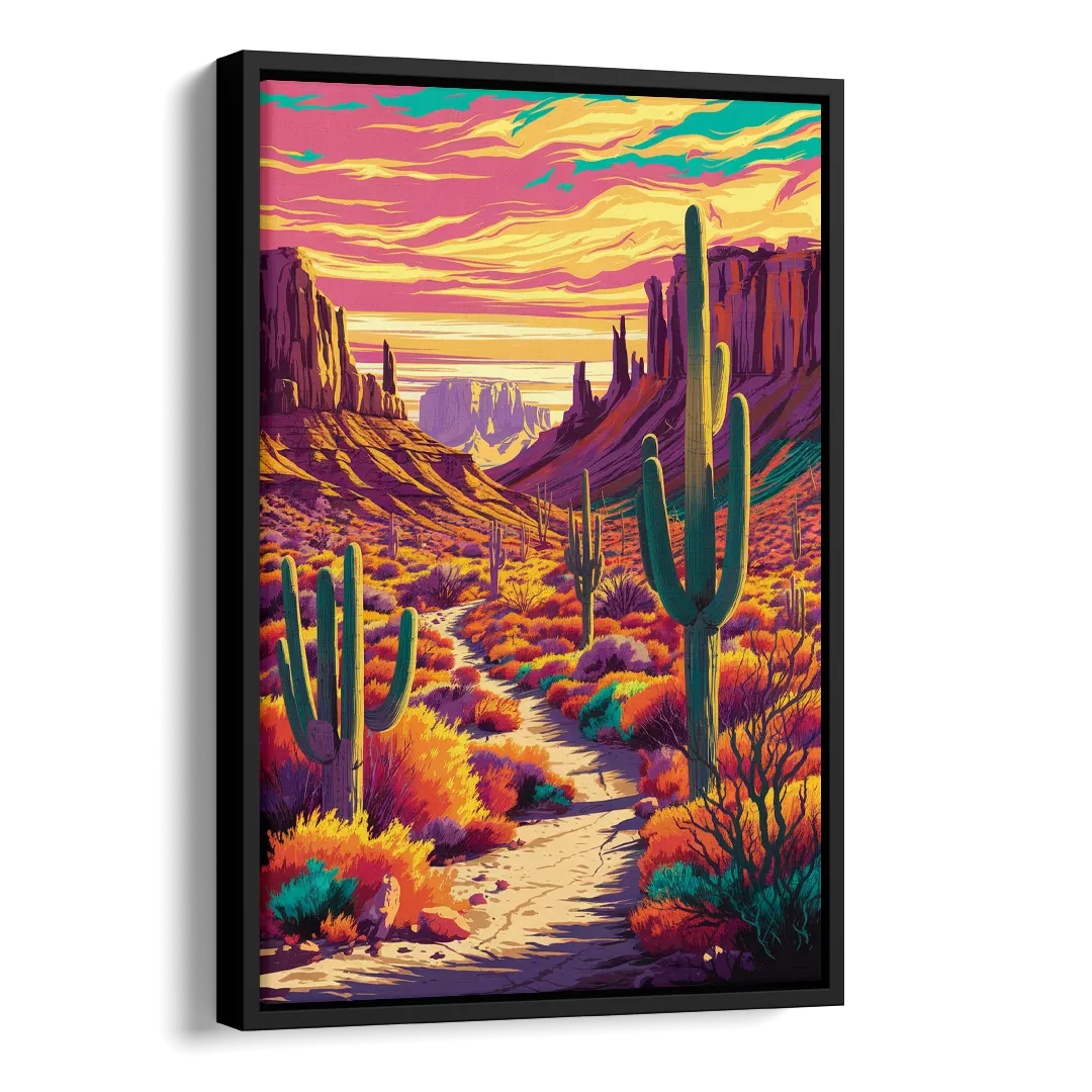 Bisbee Colorful Southwest Vibes Side - Black Canvas Wall Art