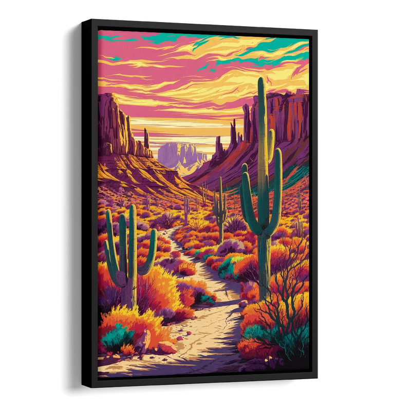 Bisbee Colorful Southwest Vibes Side - Black Canvas Wall Art