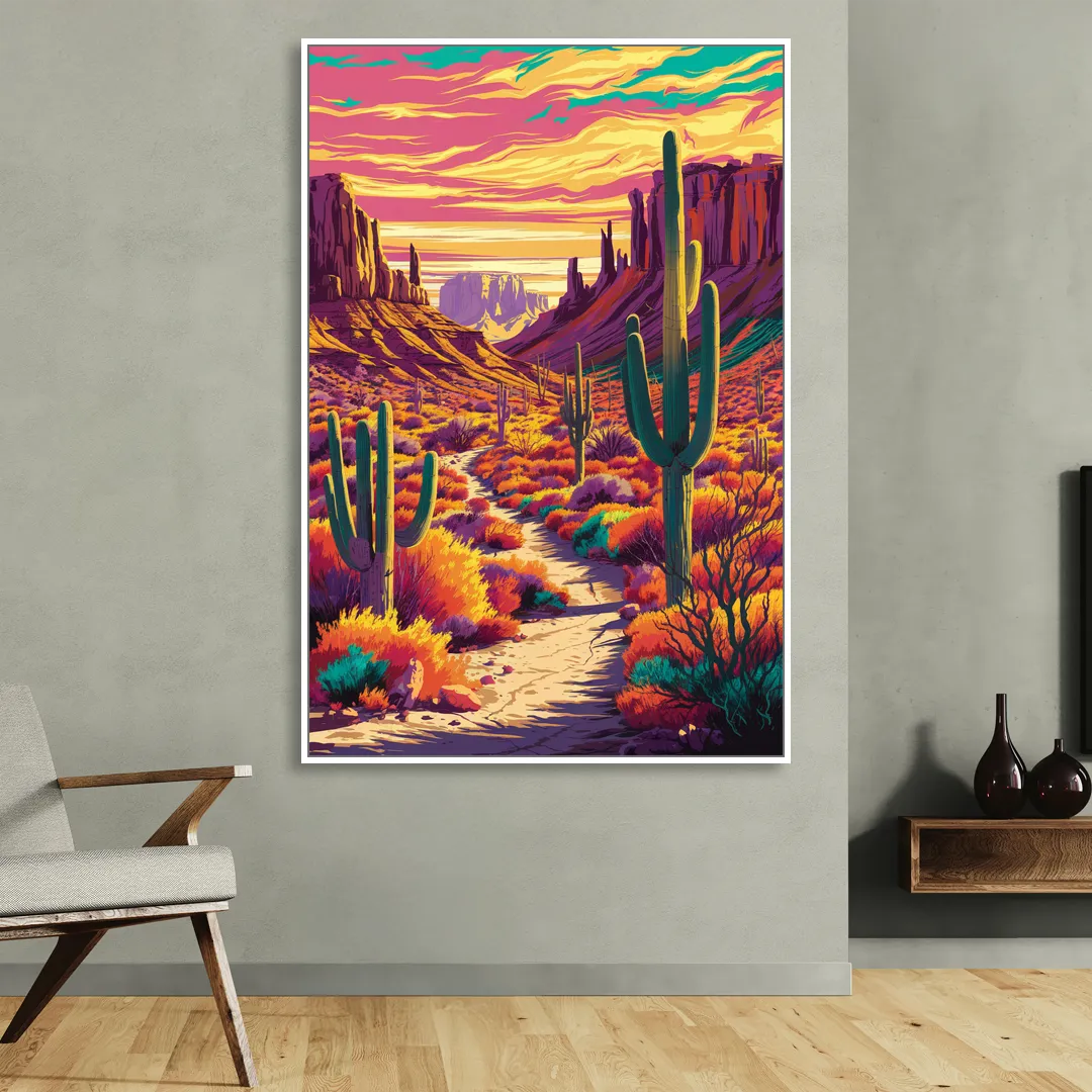 Bisbee Colorful Southwest Vibes Living Room - White Canvas Wall Art