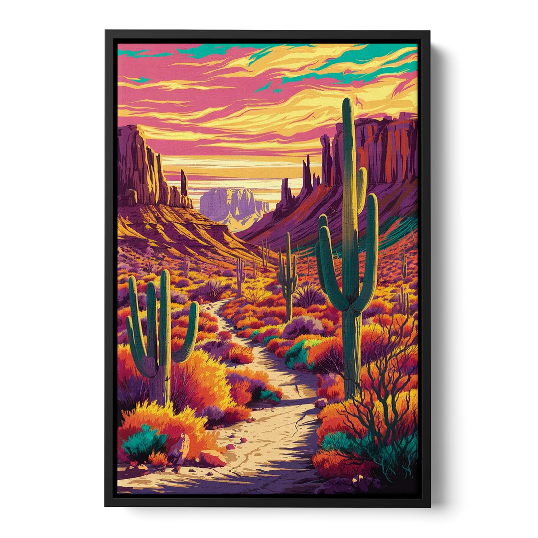 Bisbee Colorful Southwest Vibes Front - Black Canvas Wall Art