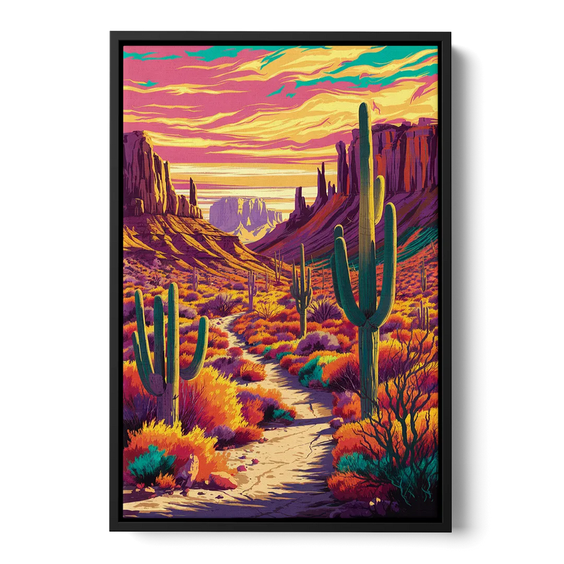 Bisbee Colorful Southwest Vibes Front - Black Canvas Wall Art