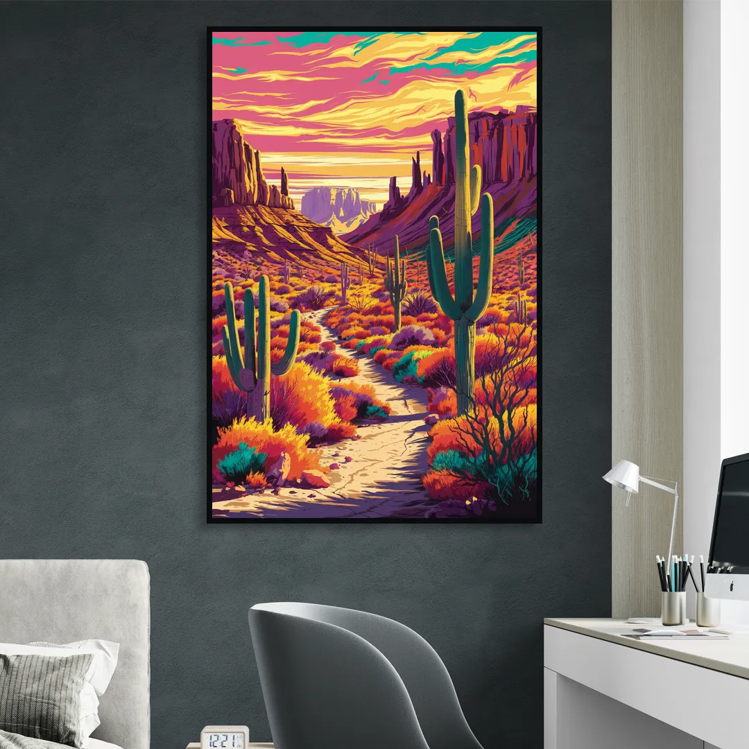 Bisbee Colorful Southwest Vibes Living Room - Black Canvas Wall Art