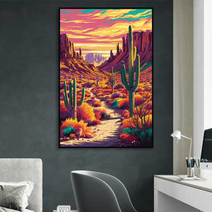 Bisbee Colorful Southwest Vibes Living Room - Black Canvas Wall Art