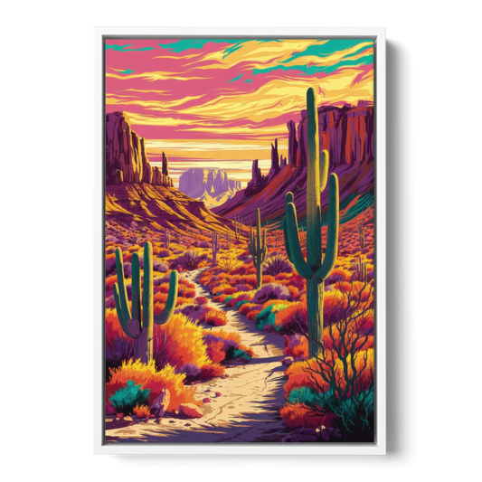 Bisbee Colorful Southwest Vibes - White Framed Canvas Wall Art - Front