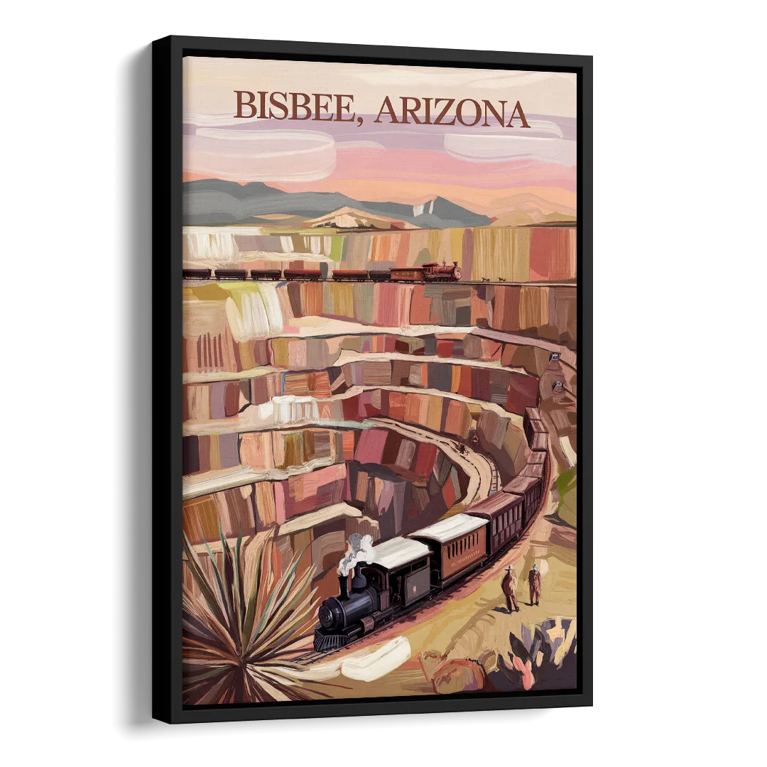 Bisbee Copper Mining Heritage Side - Black Canvas Wall Art