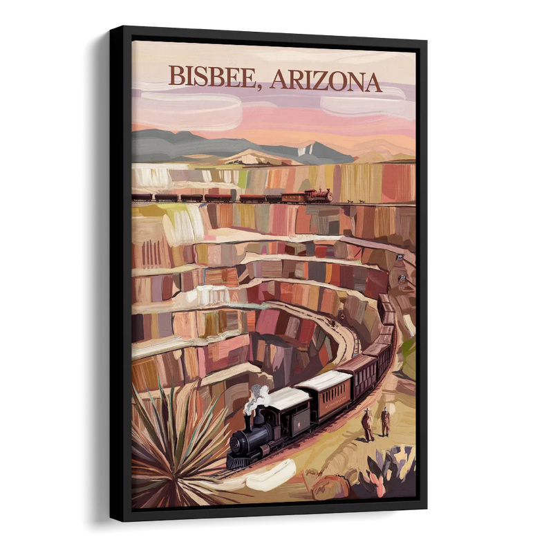 Bisbee Copper Mining Heritage Side - Black Canvas Wall Art