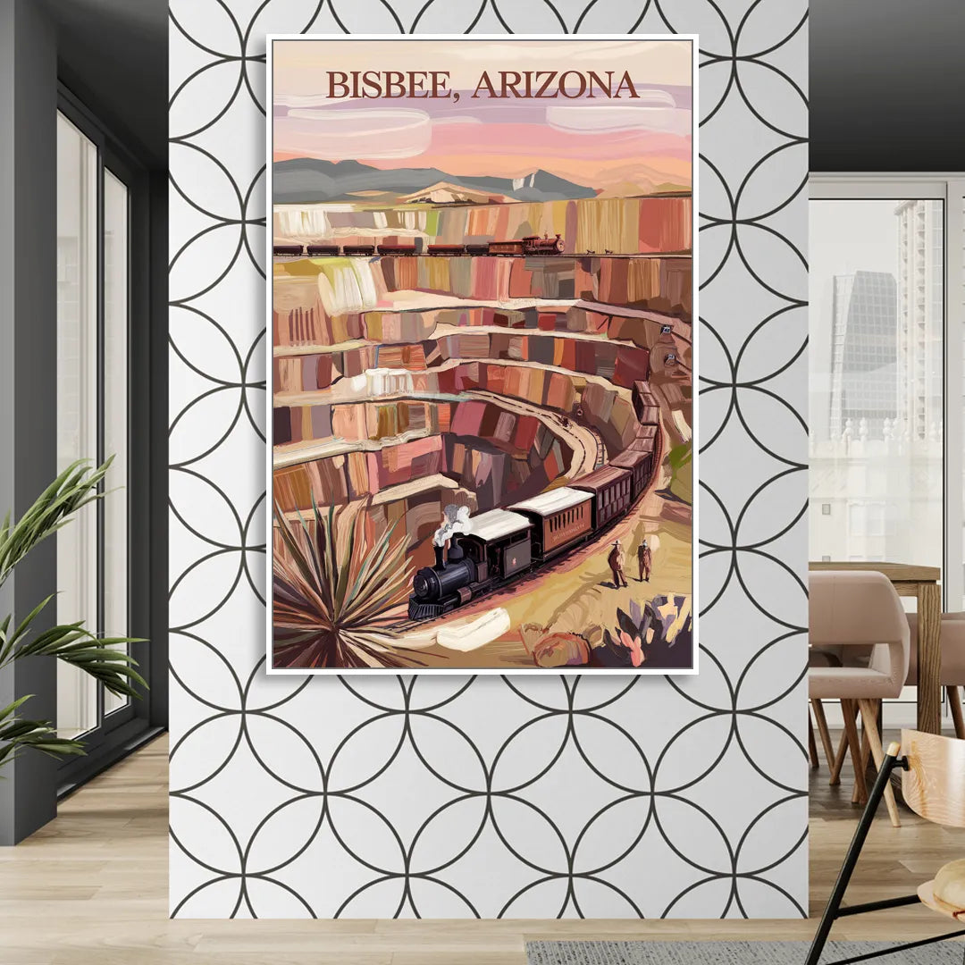 Bisbee Copper Mining Heritage Sitting Room - White Canvas Wall Art