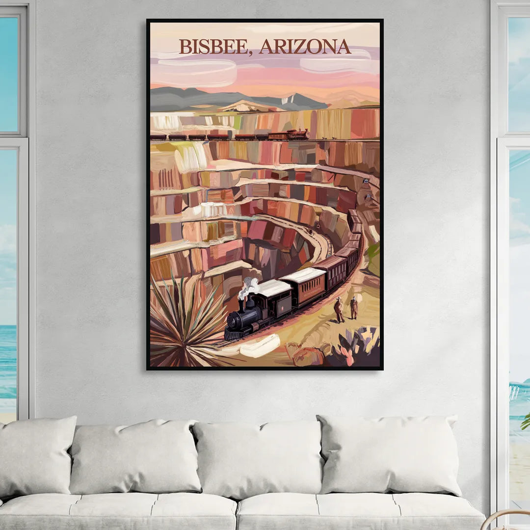 Bisbee Copper Mining Heritage Sitting Room - Black Canvas Wall Art