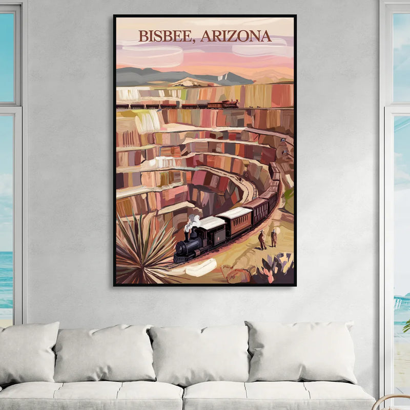Bisbee Copper Mining Heritage Sitting Room - Black Canvas Wall Art