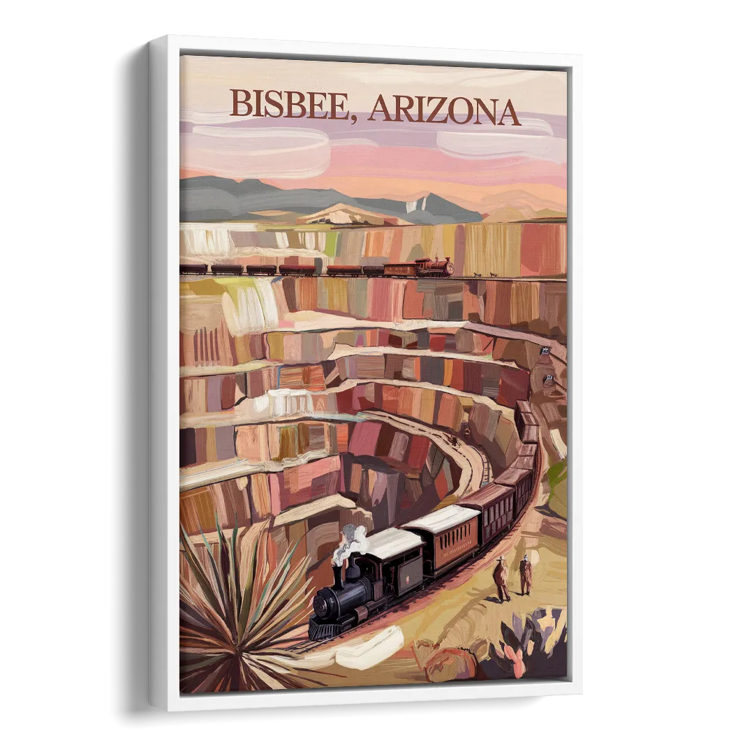 Bisbee Copper Mining Heritage Side - White Canvas Wall Art