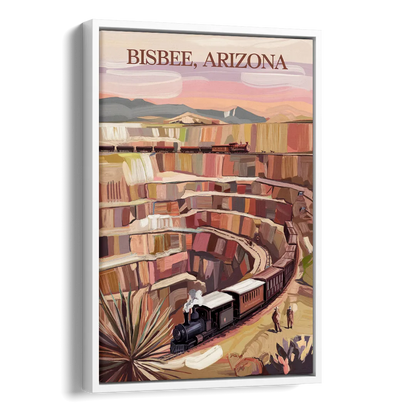 Bisbee Copper Mining Heritage Side - White Canvas Wall Art