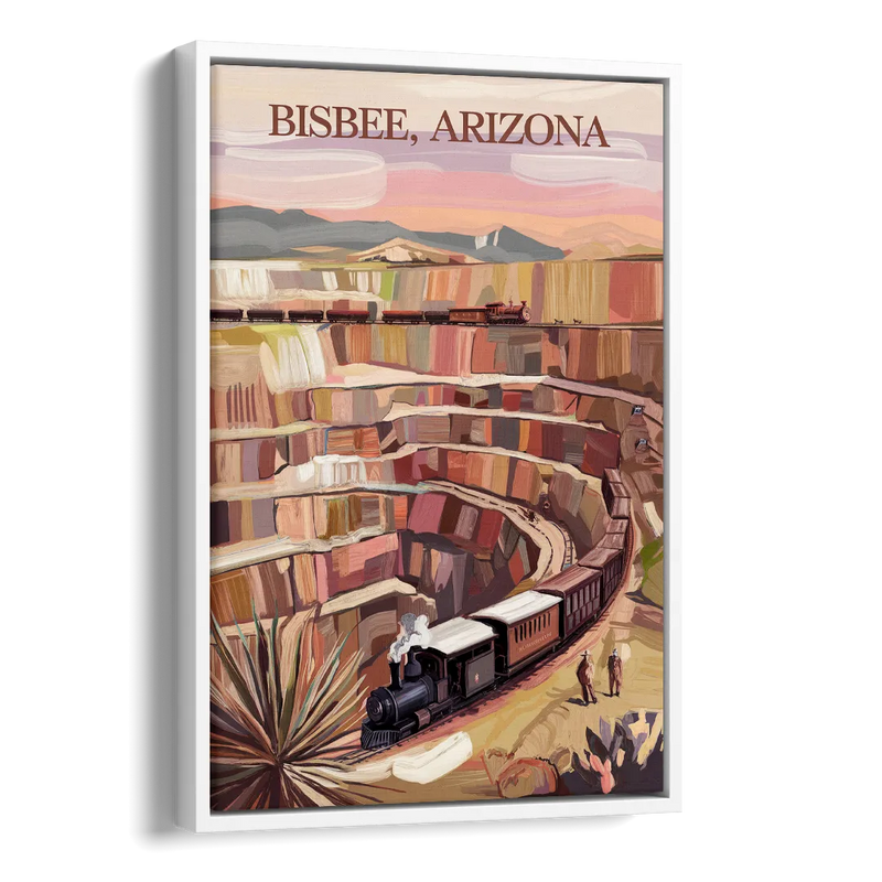 Bisbee Copper Mining Heritage Side - White Canvas Wall Art