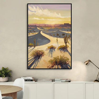 Bisbee Desert Sunrise Sitting Room - Black Canvas Wall Art