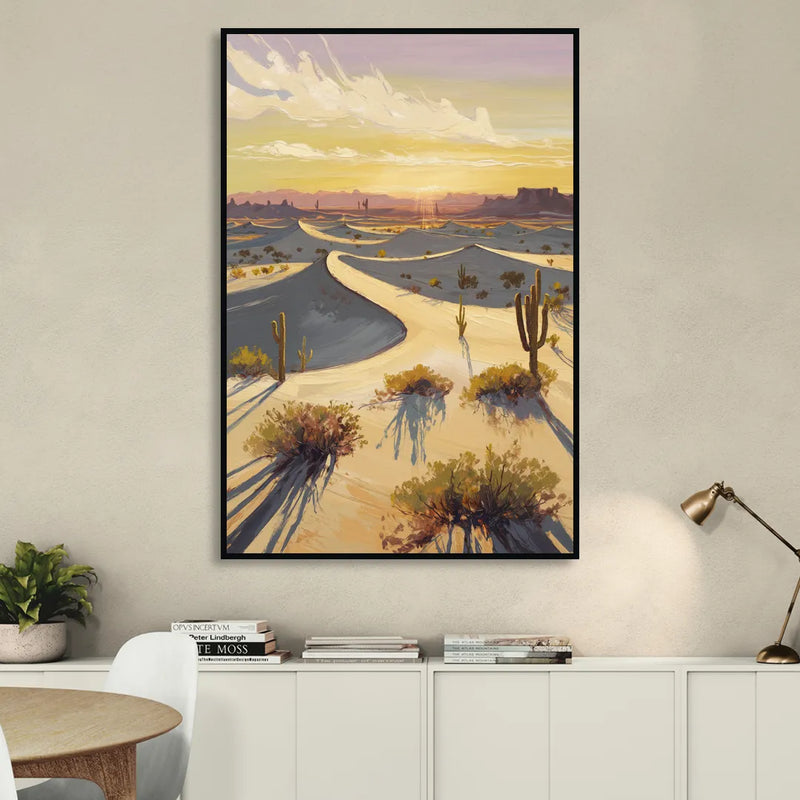 Bisbee Desert Sunrise Sitting Room - Black Canvas Wall Art