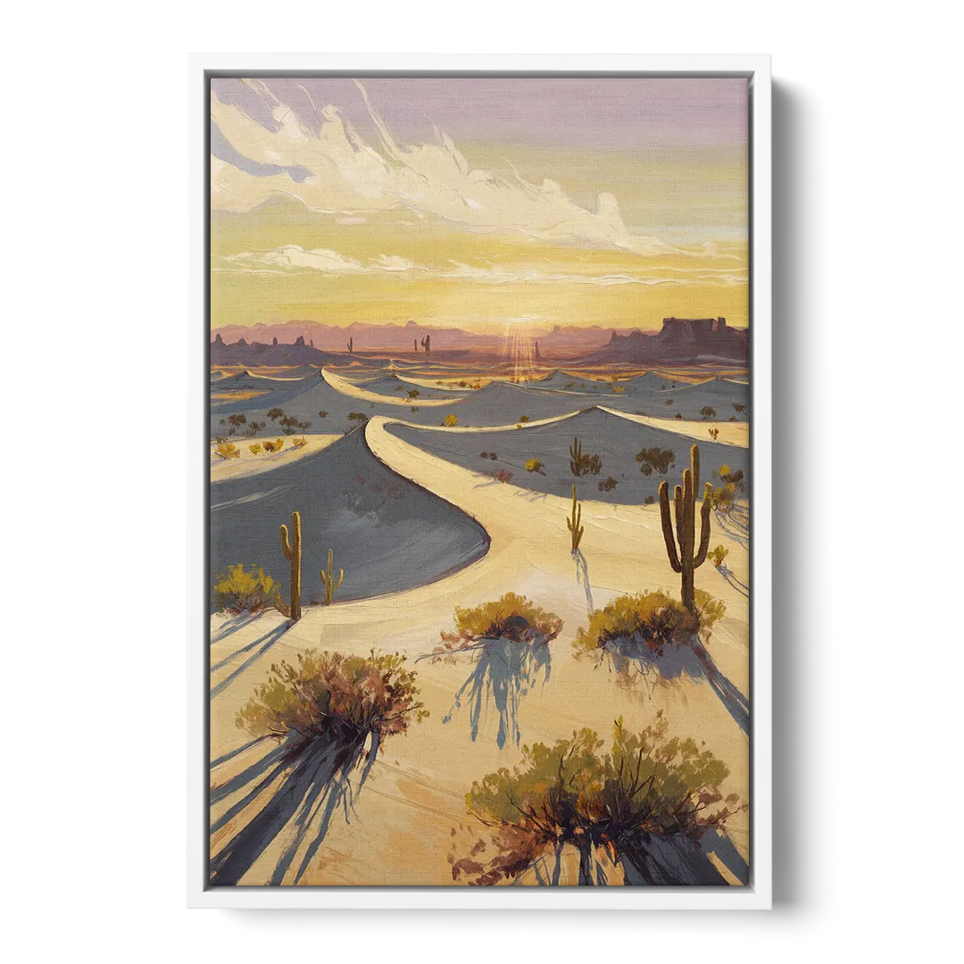 Bisbee Desert Sunrise Front - White Canvas Wall Art