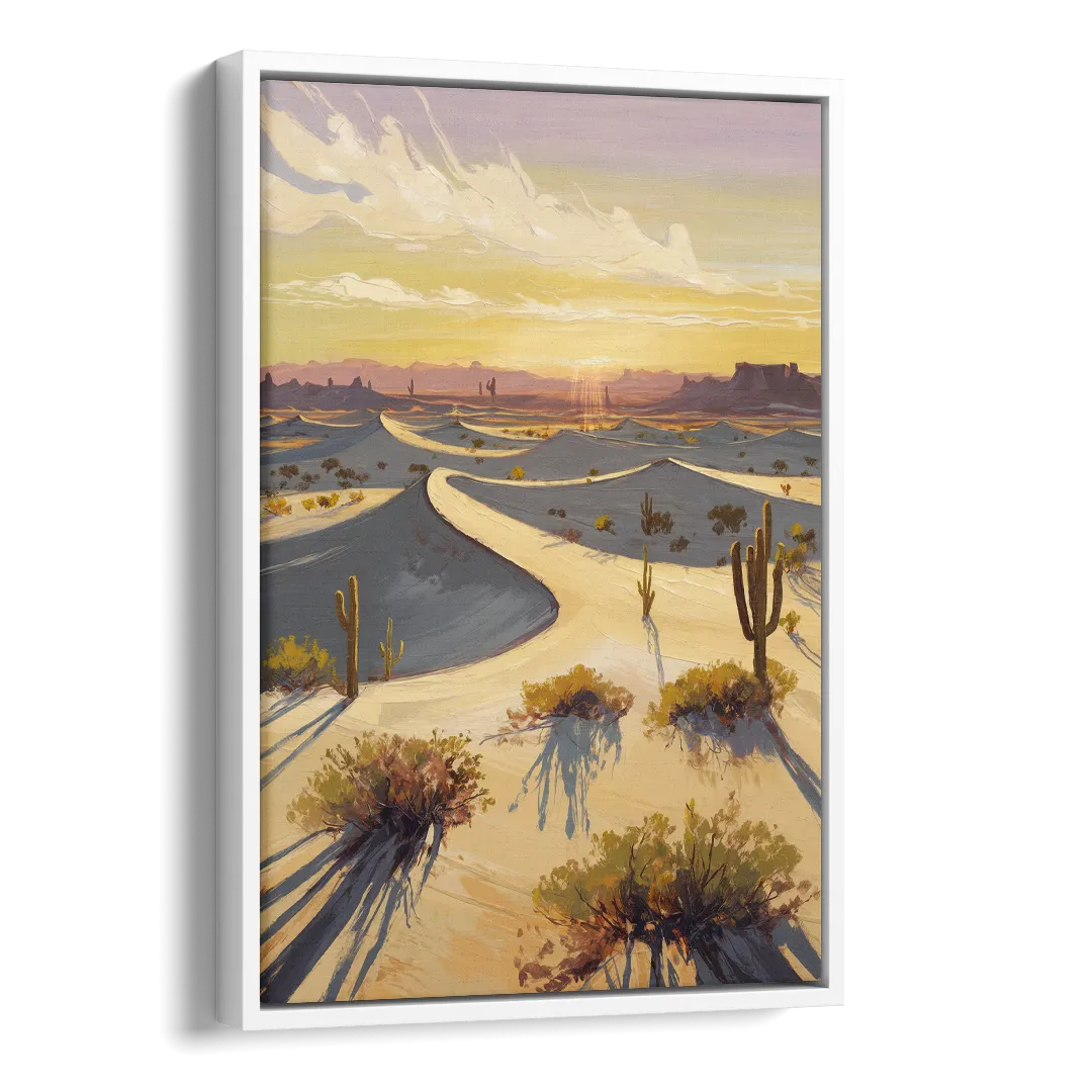 Bisbee Desert Sunrise Side - White Canvas Wall Art