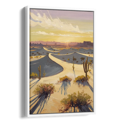 Bisbee Desert Sunrise Side - White Canvas Wall Art