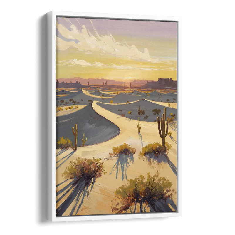 Bisbee Desert Sunrise Side - White Canvas Wall Art