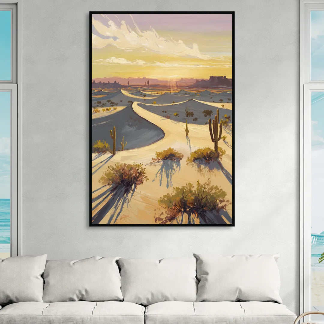 Bisbee Desert Sunrise Living Room - Black Canvas Wall Art