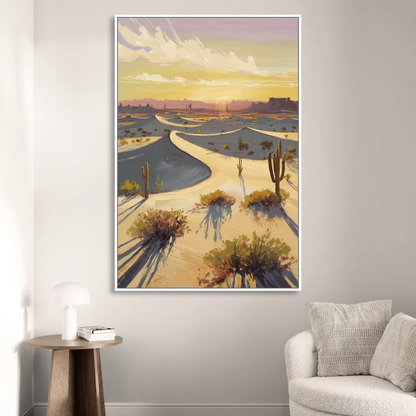 Bisbee Desert Sunrise Sitting Room - White Canvas Wall Art