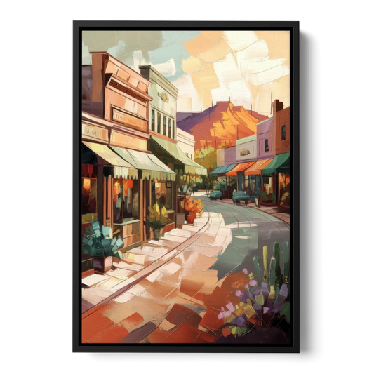 Bisbee Historic Streetscape - Black Framed Canvas Wall Art - Front