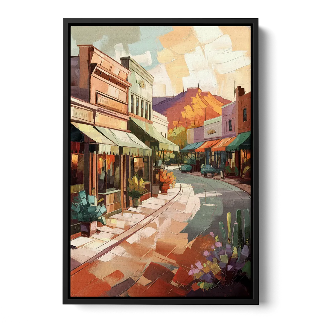 Bisbee Historic Streetscape Front - Black Canvas Wall Art