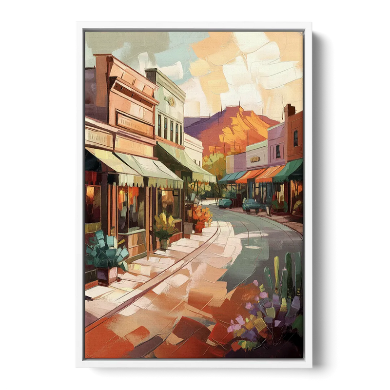 Bisbee Historic Streetscape Front - White Canvas Wall Art